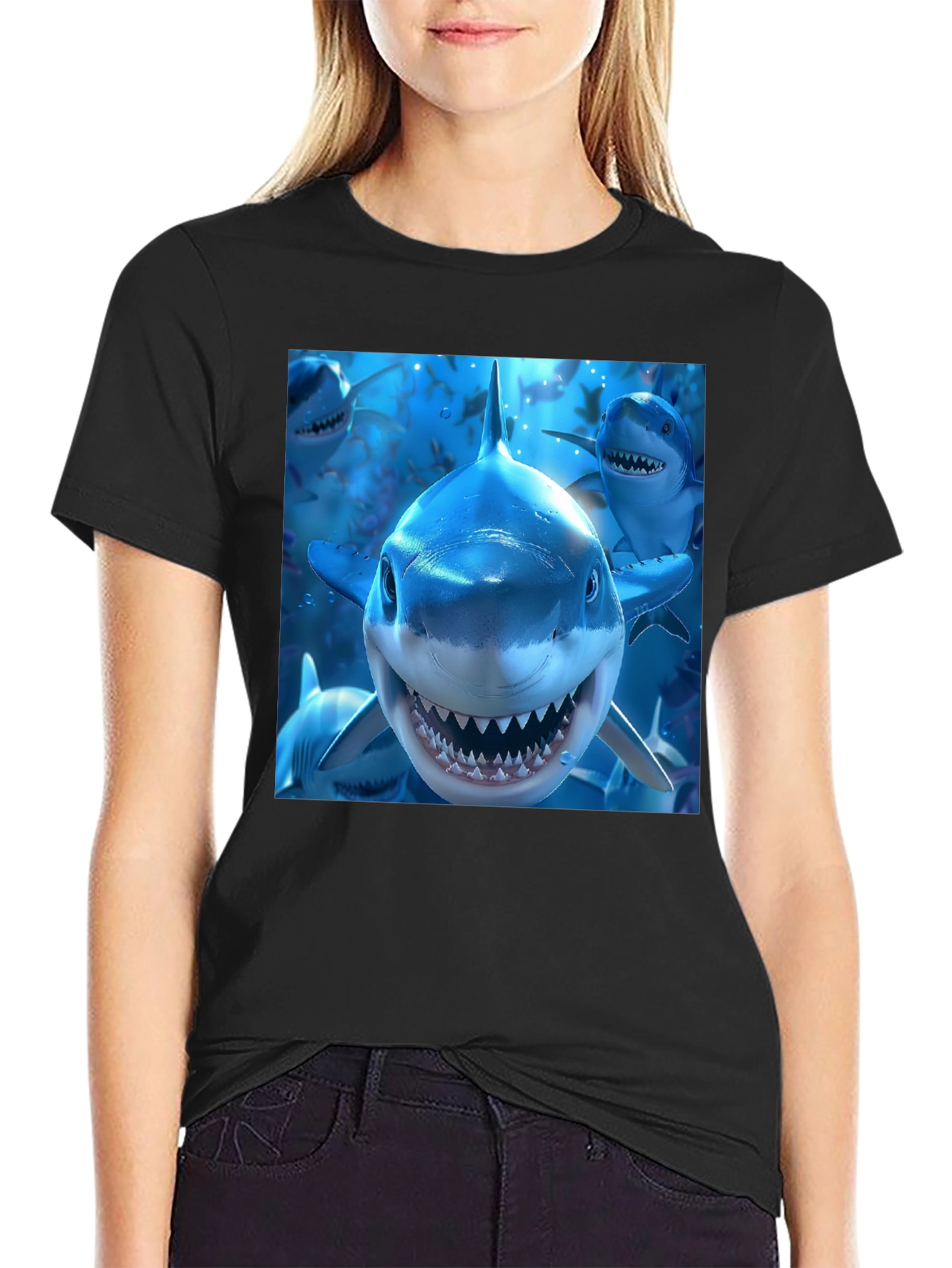 Shark Squad Tee - Mens Black Graphic T-Shirt
