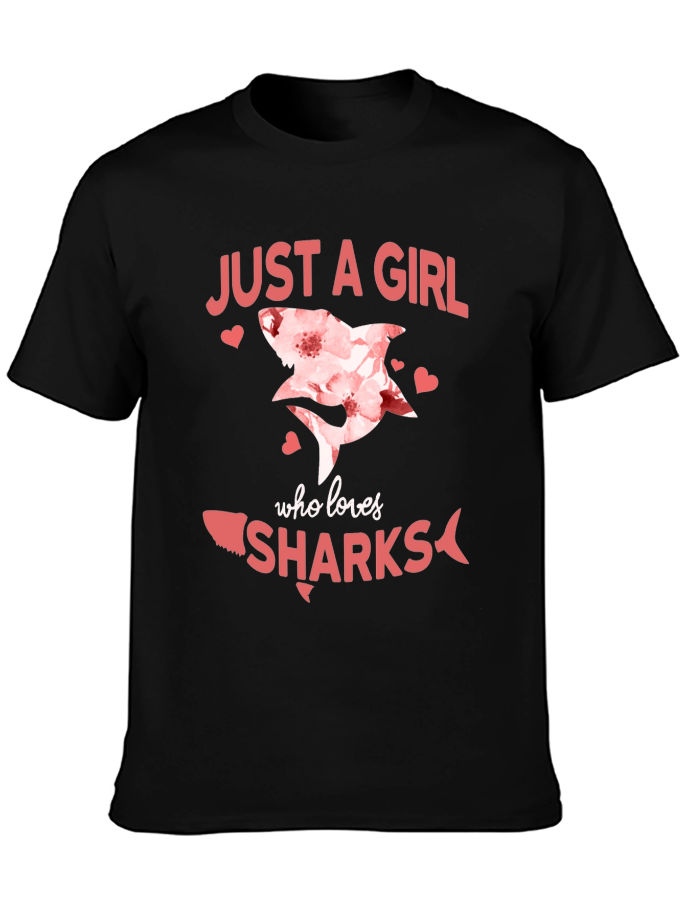 Just A Girl Who Loves Sharks Black T-Shirt
