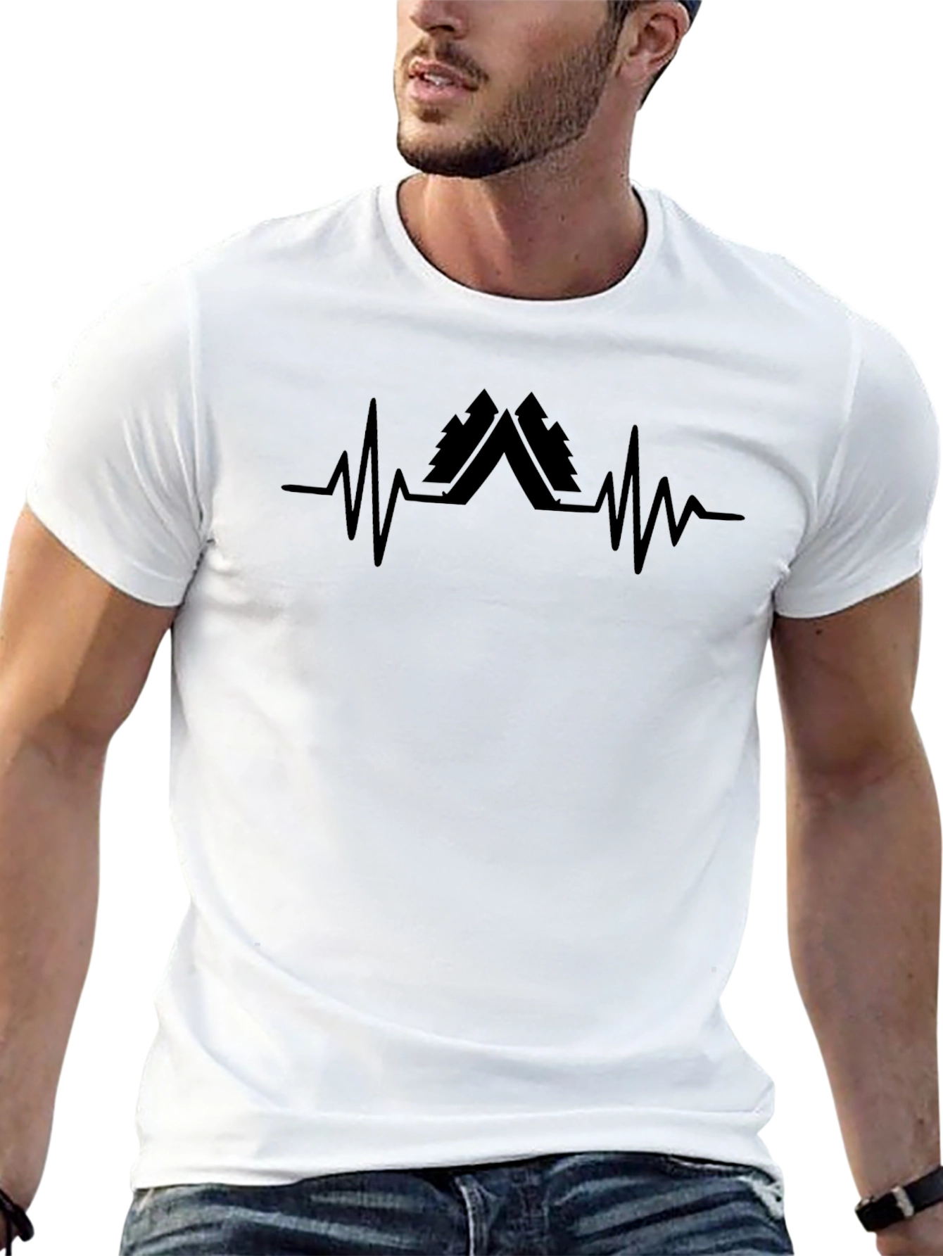 Mountain Heartbeat Graphic Tee - Black