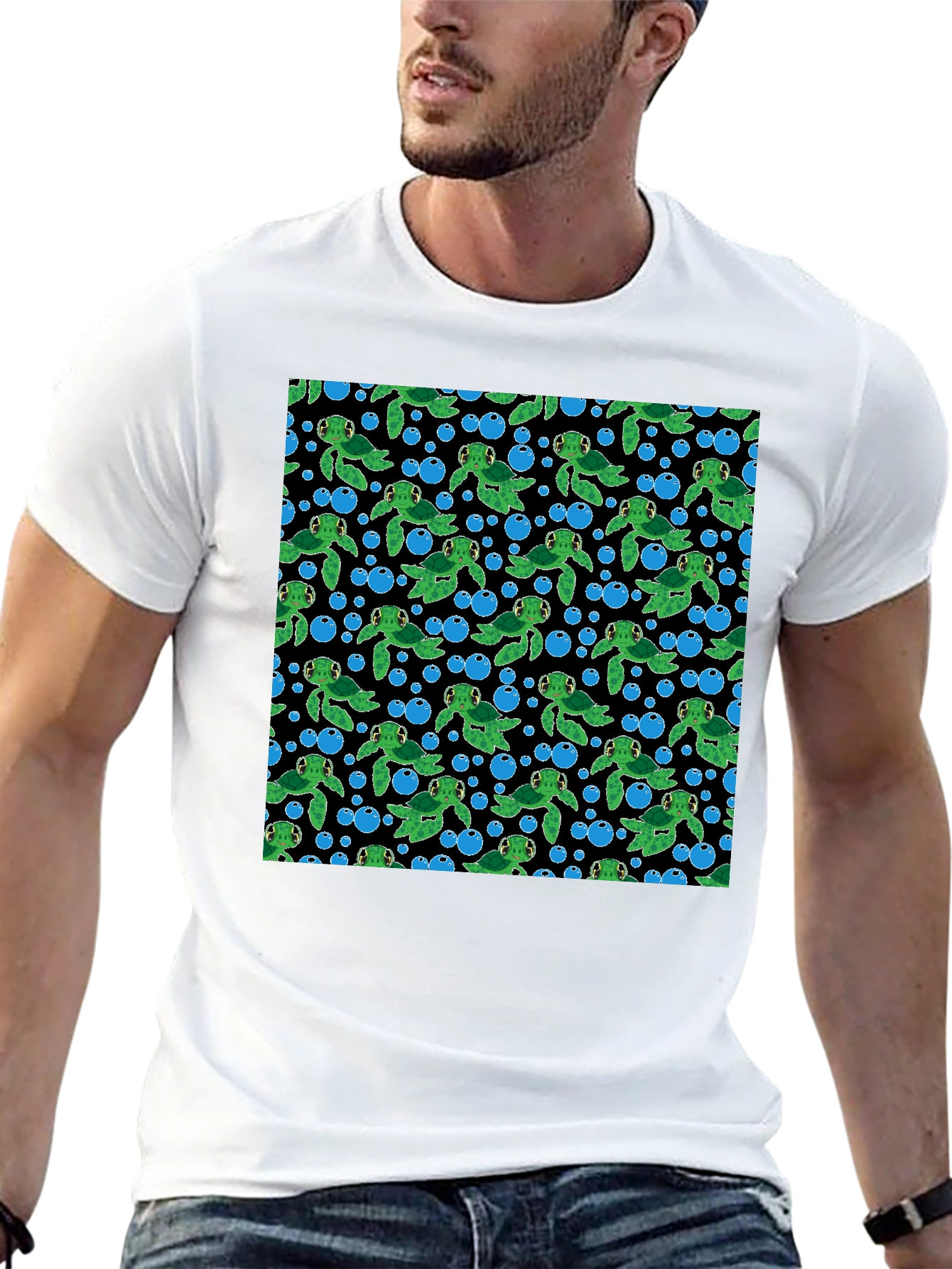 Turtle Bubbles Black T-Shirt