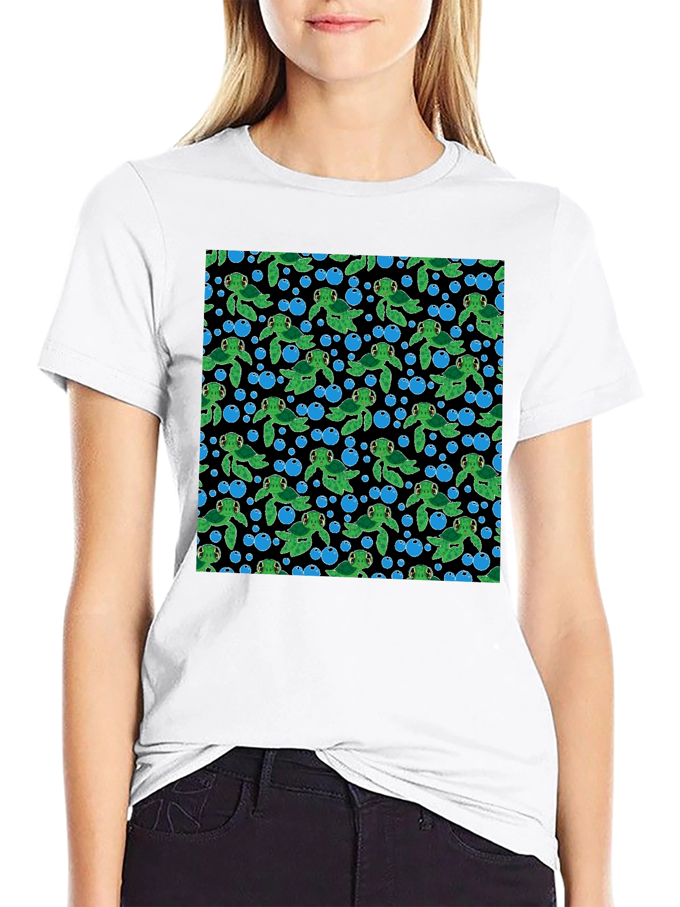 Turtle Bubbles Black T-Shirt