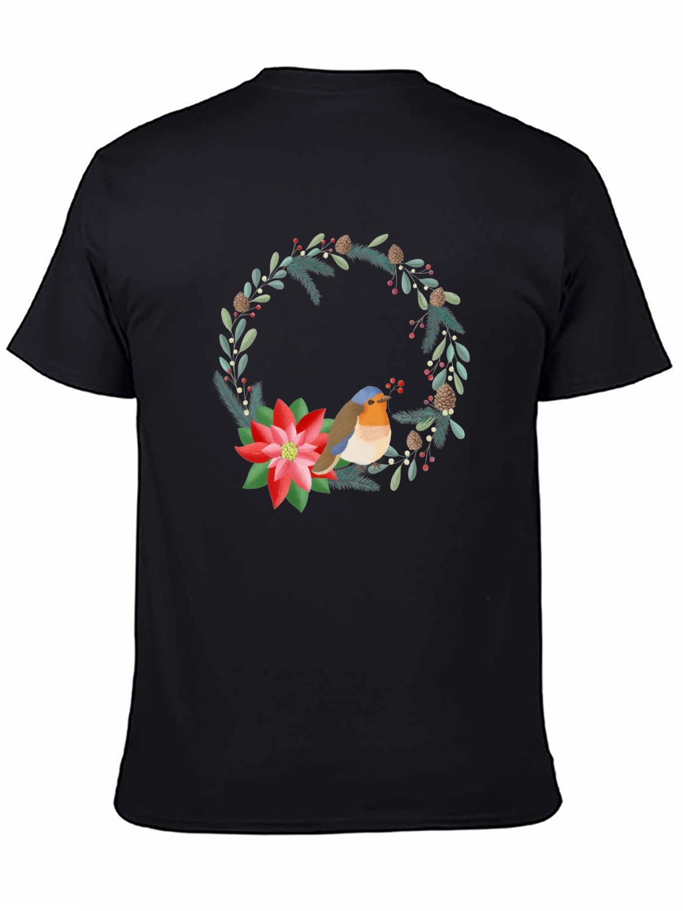 Festive Robin Wreath Graphic Tee