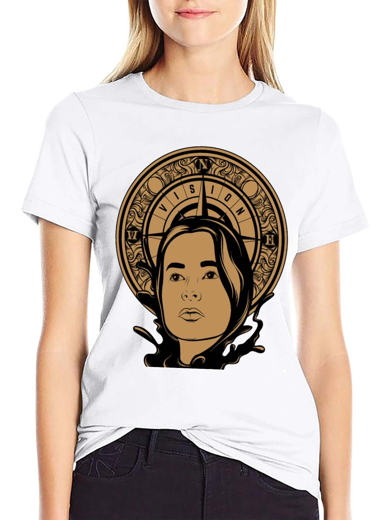 Vision Compass Graphic Tee - Stylish Unisex Black T-Shirt