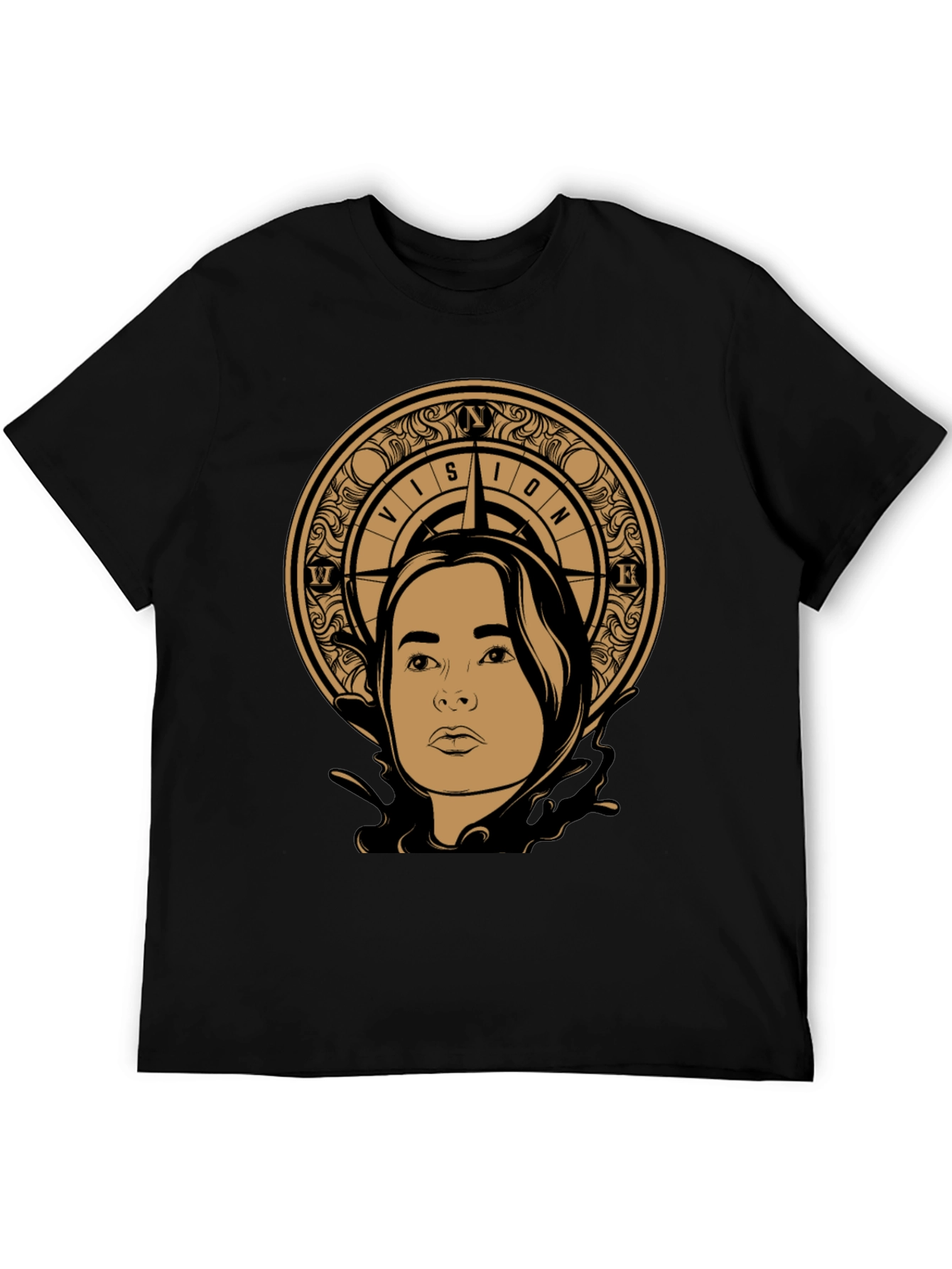 Vision Compass Graphic Tee - Stylish Unisex Black T-Shirt