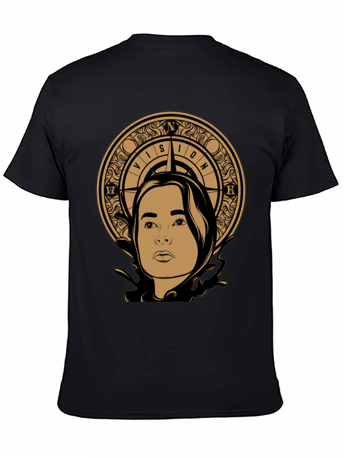 Vision Compass Graphic Tee - Stylish Unisex Black T-Shirt