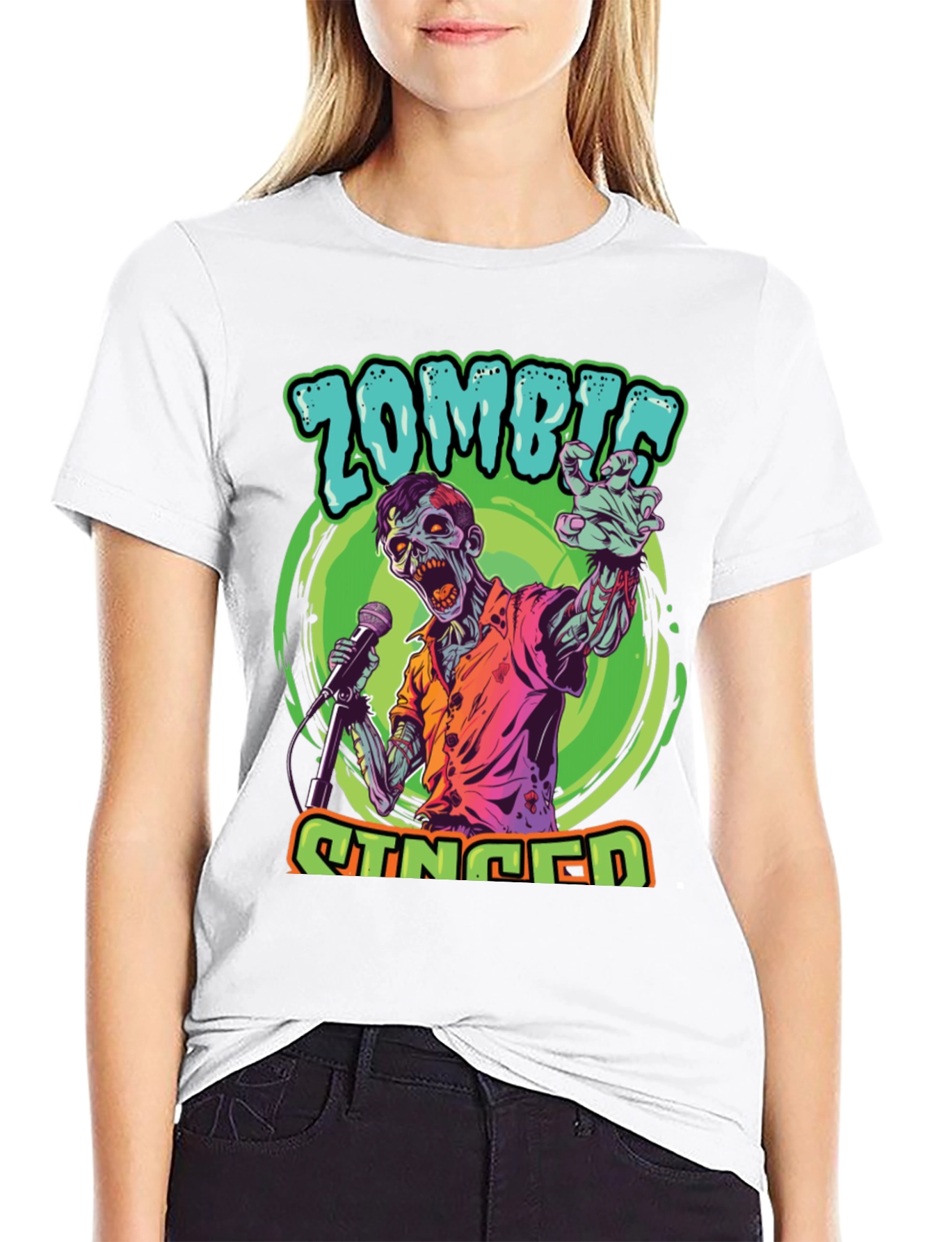 Zombie Singer Graphic Tee - Unique Halloween Shirt