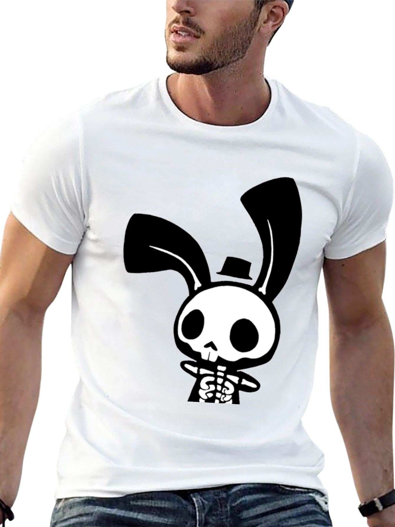 Spooky Skeleton Bunny Black T-Shirt