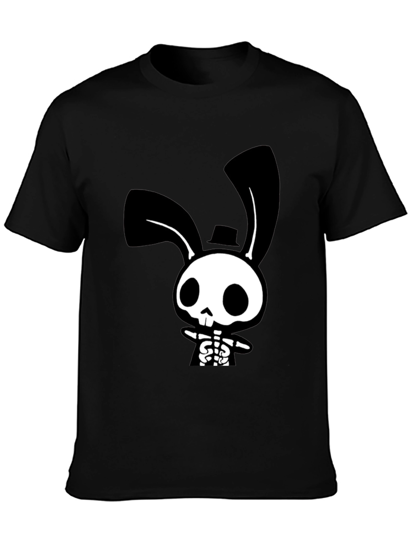 Spooky Skeleton Bunny Black T-Shirt