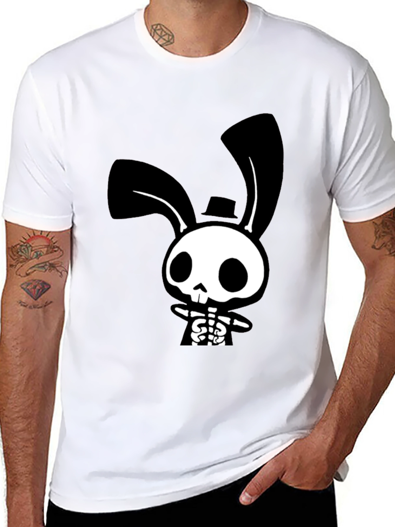 Spooky Skeleton Bunny Black T-Shirt
