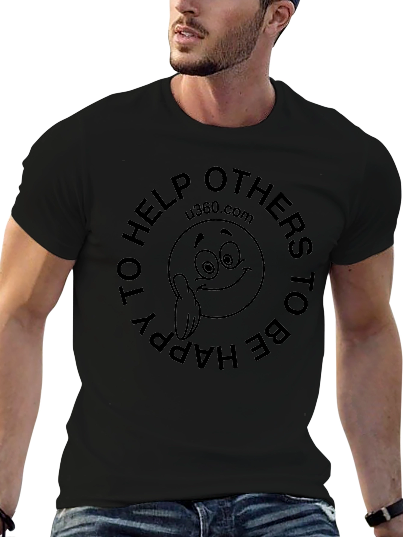 Help Others To Be Happy Black Tee