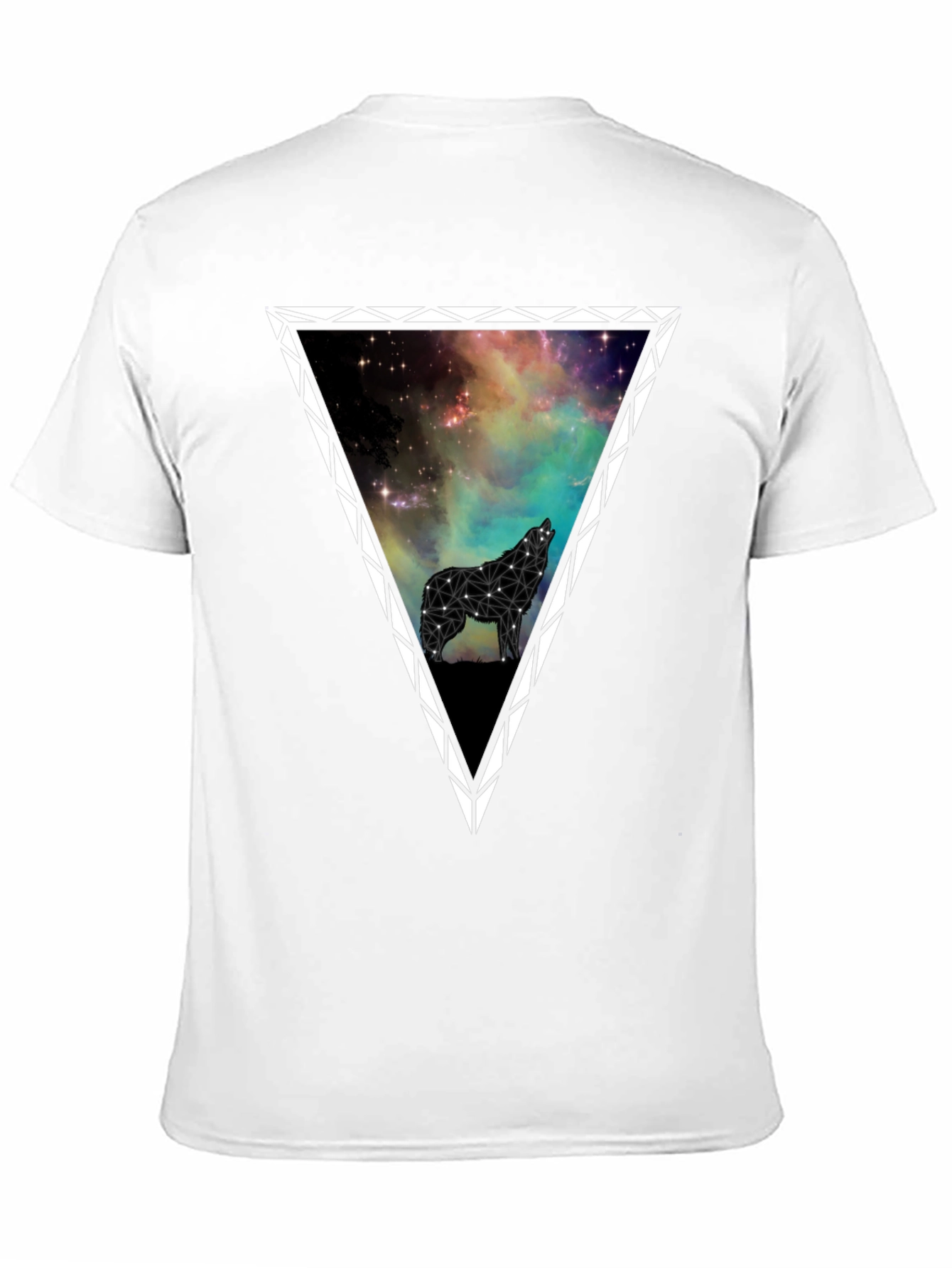 Galaxy Wolf Triangle Graphic T-Shirt