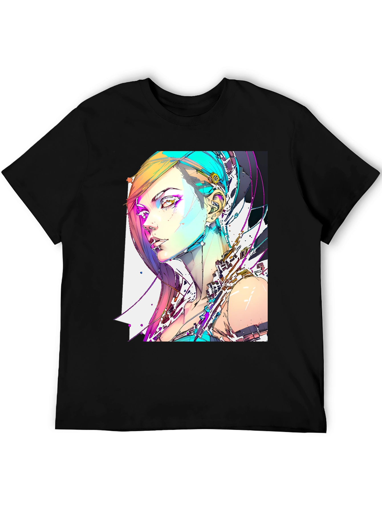 Cyberpunk Girl Graphic Black T-Shirt