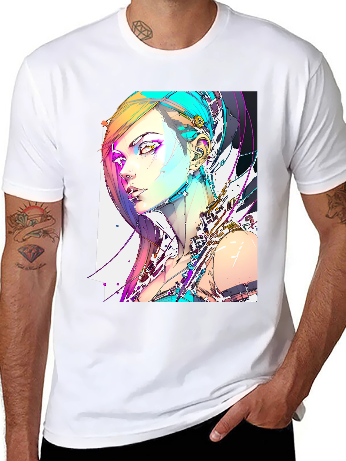 Cyberpunk Girl Graphic Black T-Shirt