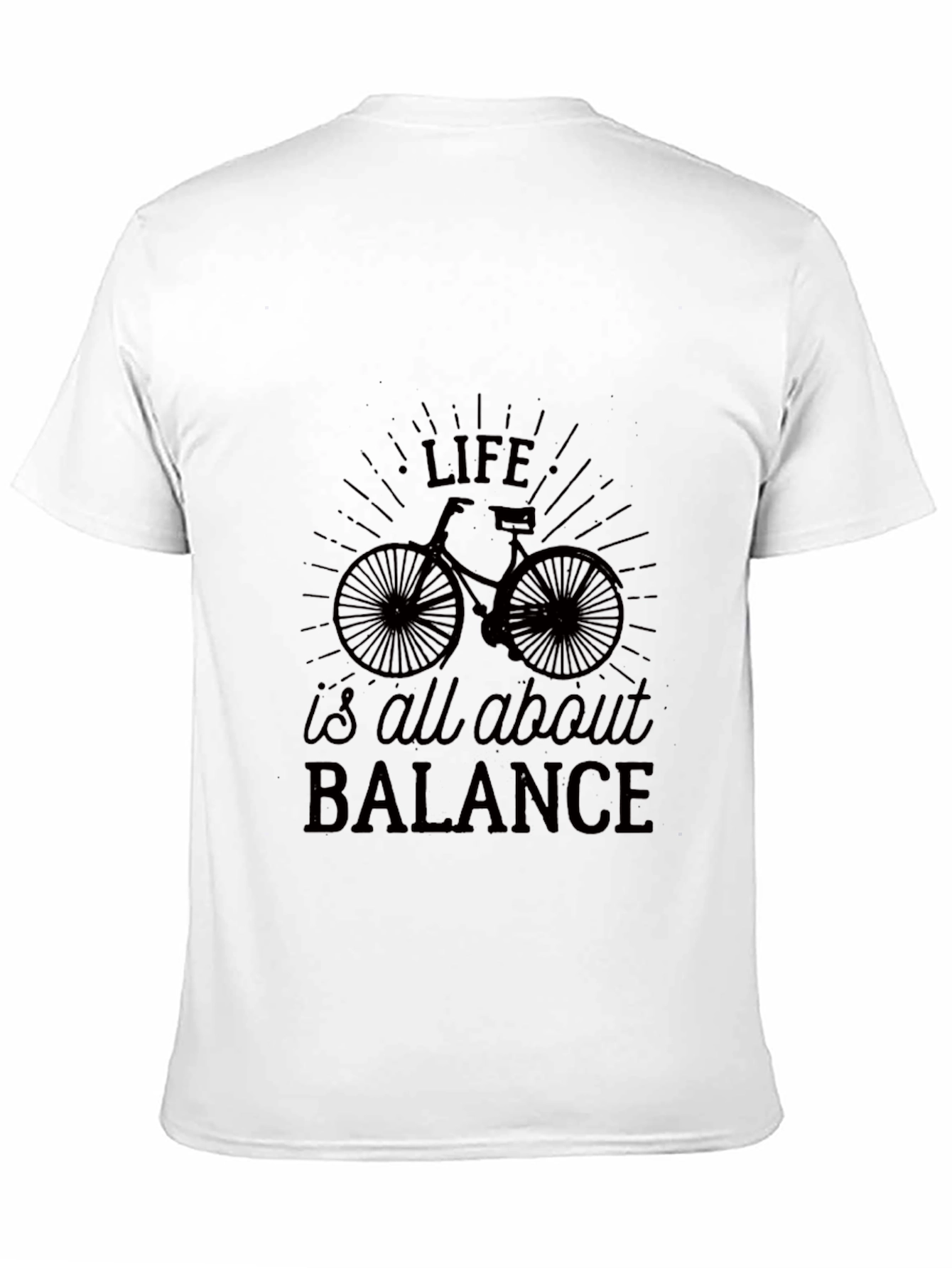Life Balance Bicycle Graphic Tee - Black Casual T-Shirt