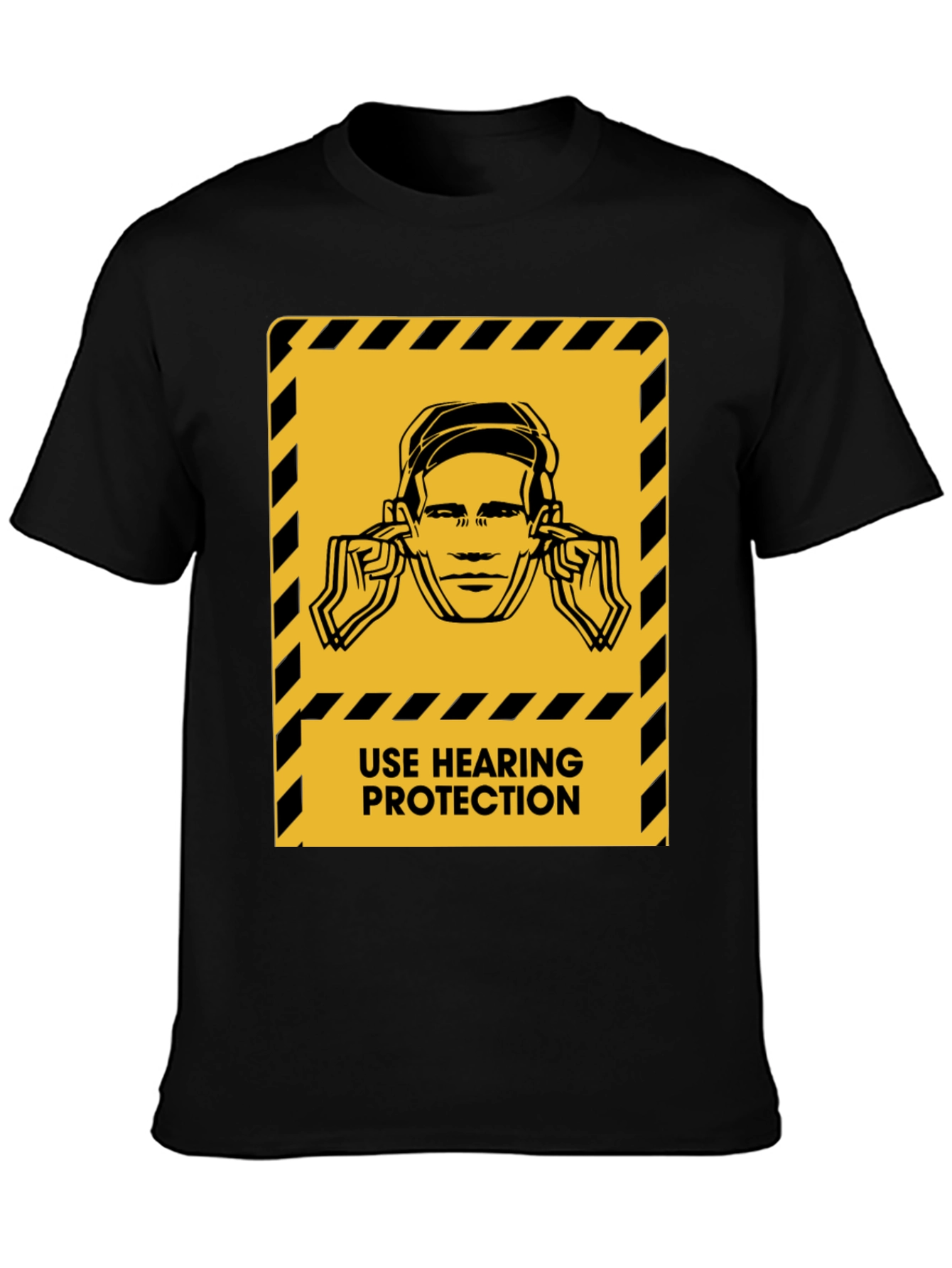 Hearing Protection Warning Black T-Shirt