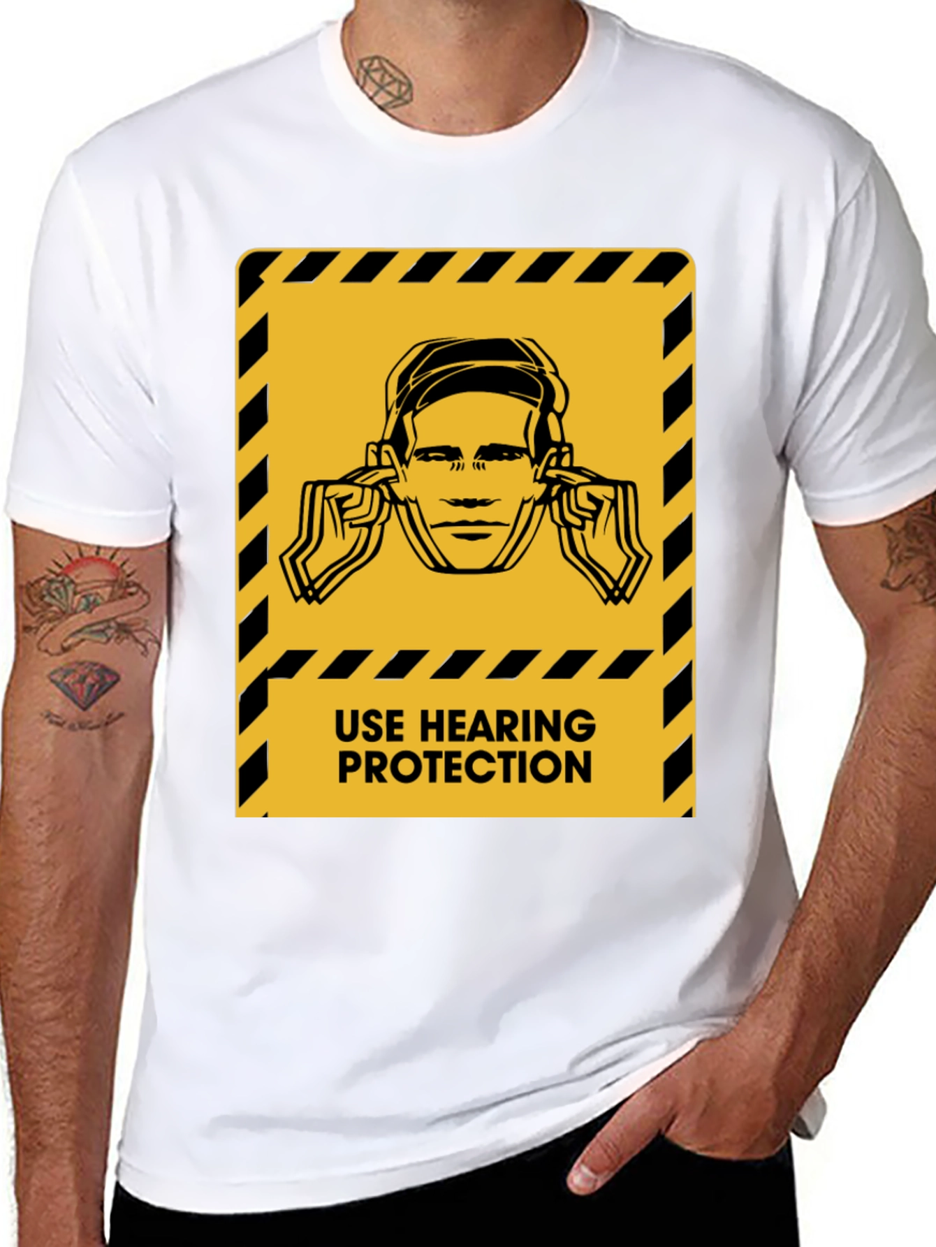 Hearing Protection Warning Black T-Shirt