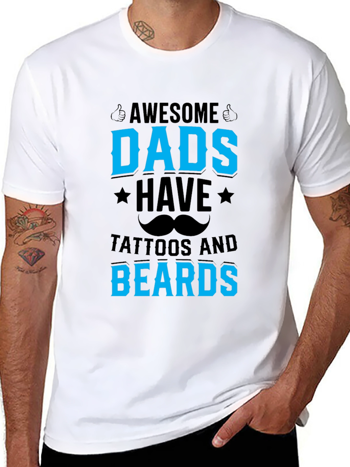 Awesome Dads T-Shirt - Tattoos and Beards
