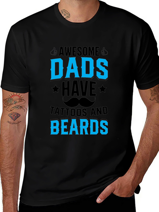 Awesome Dads T-Shirt - Tattoos and Beards