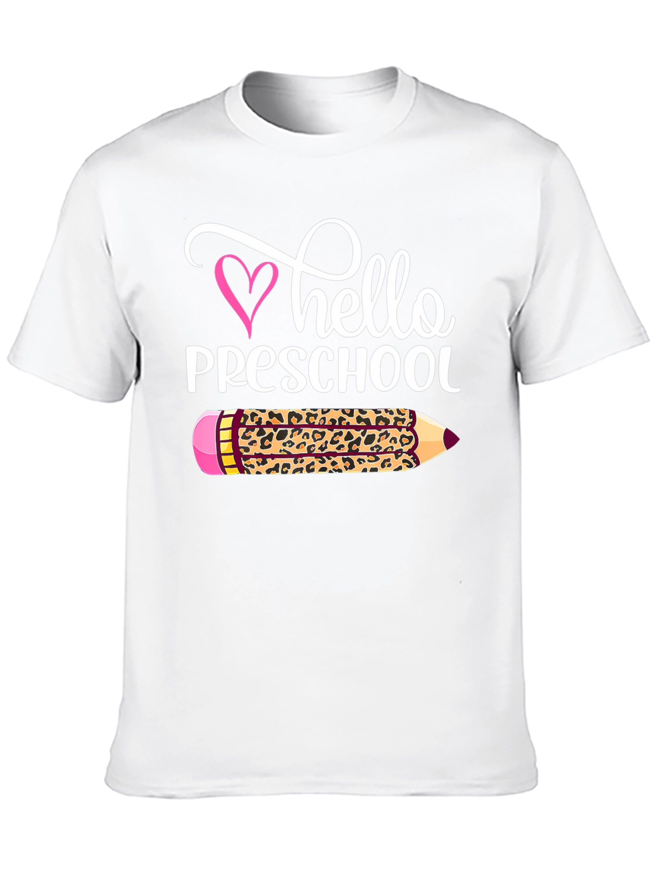 Hello Preschool Leopard Pencil Teacher T-Shirt