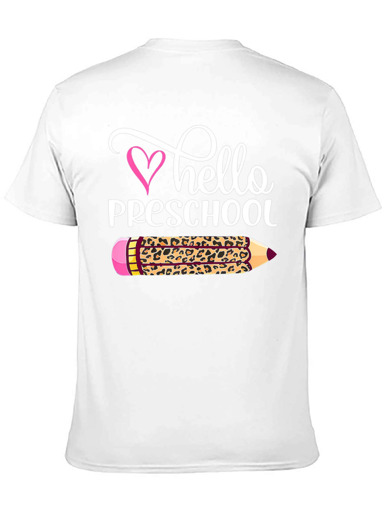 Hello Preschool Leopard Pencil Teacher T-Shirt