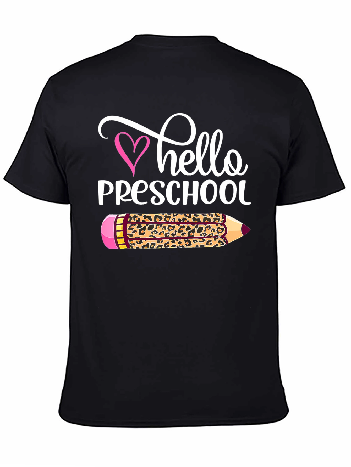 Hello Preschool Leopard Pencil Teacher T-Shirt