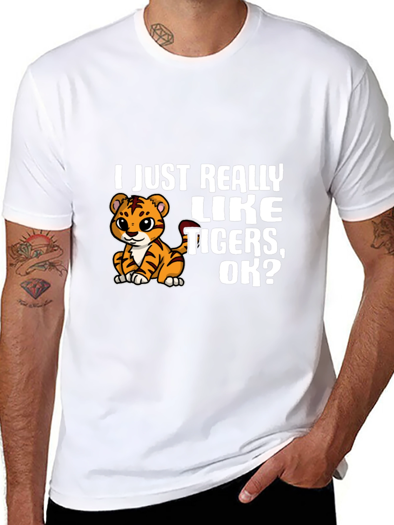 I Just Really Like Tigers OK? Black T-Shirt