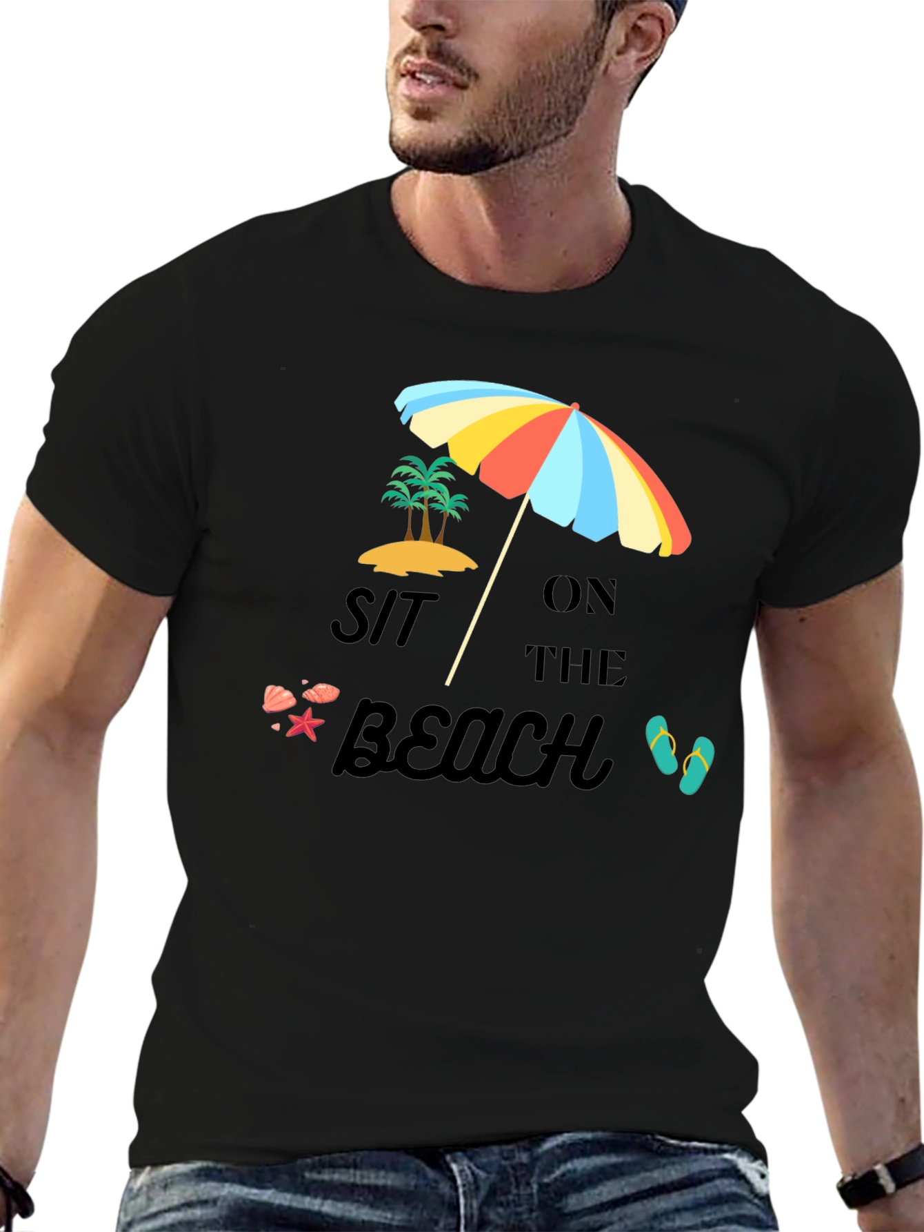 Sit on the Beach Black T-Shirt