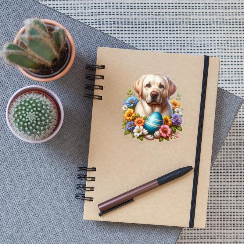 Labrador Easter Bliss: Floral Charm with Egg Delig