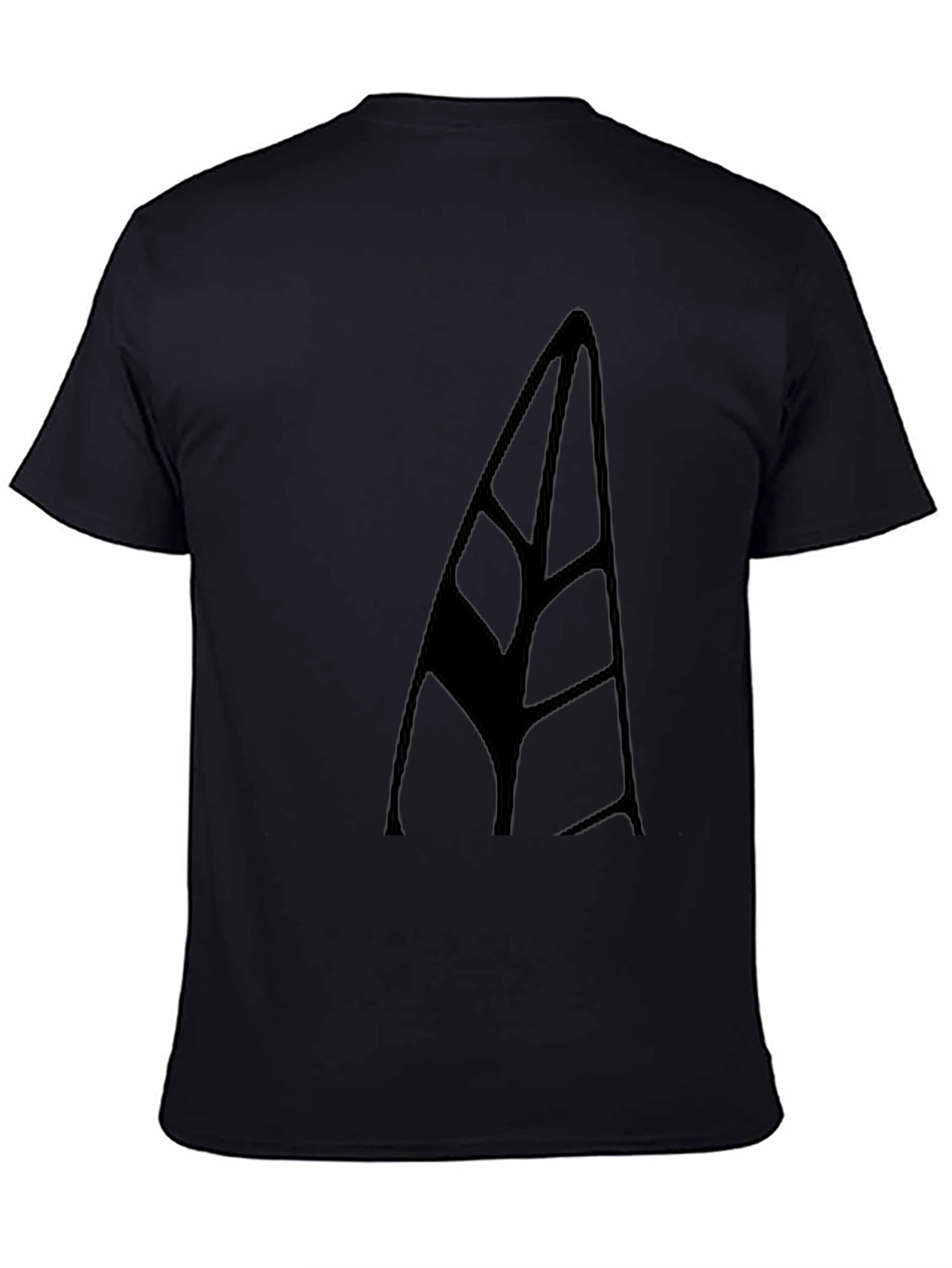 Minimalist Black Tee with Abstract Leaf Design