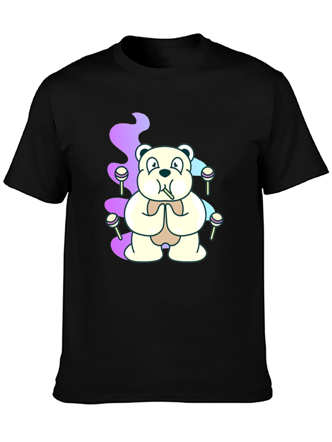 Bear Lollipop Smoke Graphic T-Shirt