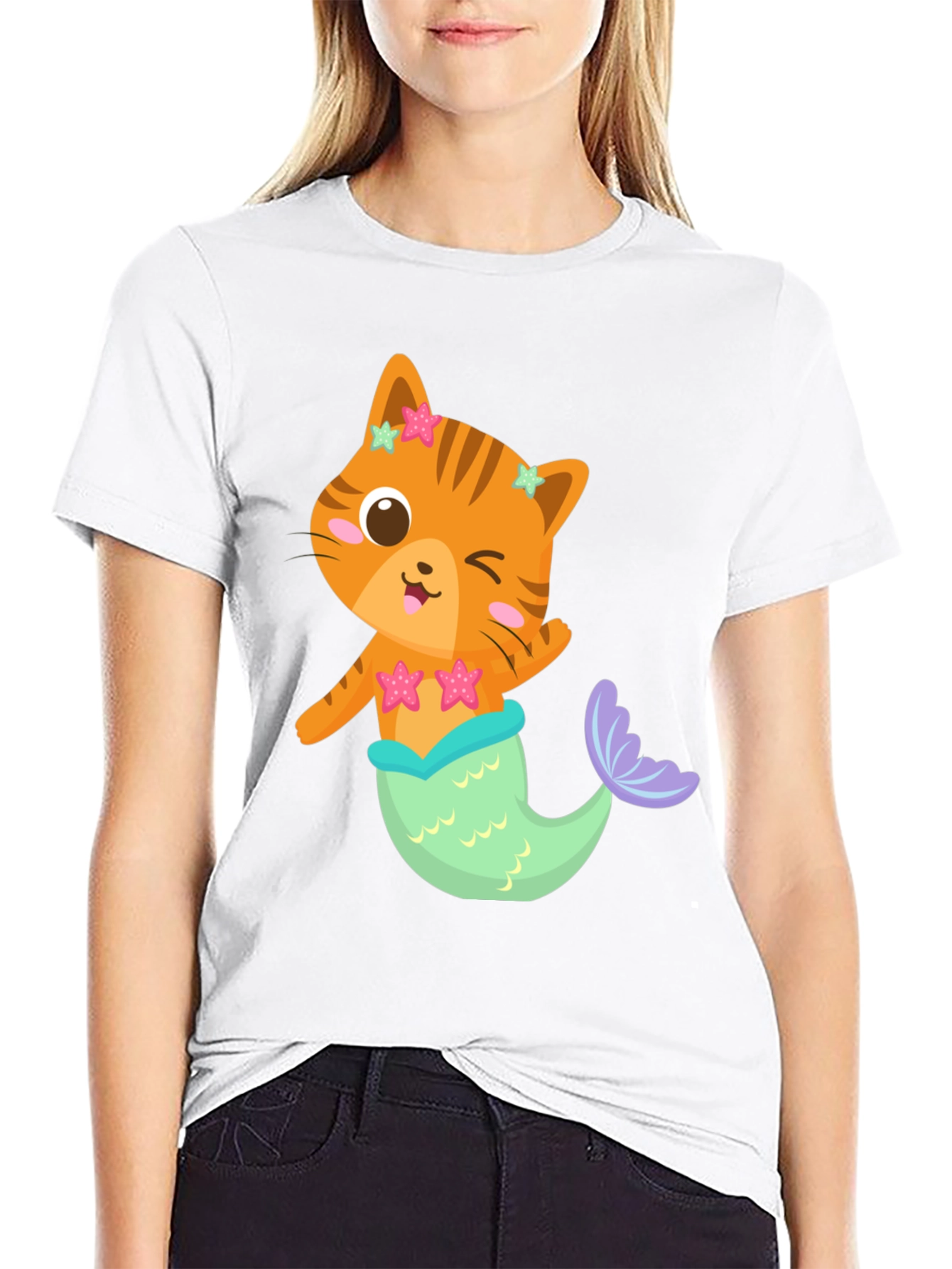 Cat Mermaid Graphic T-Shirt