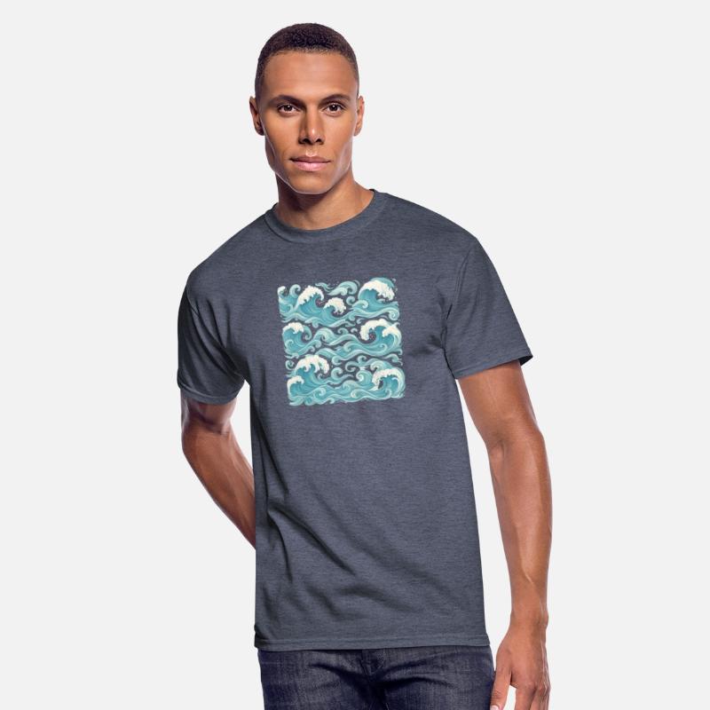 Lush Ocean Wave Pattern Japanese Wave Design Blue
