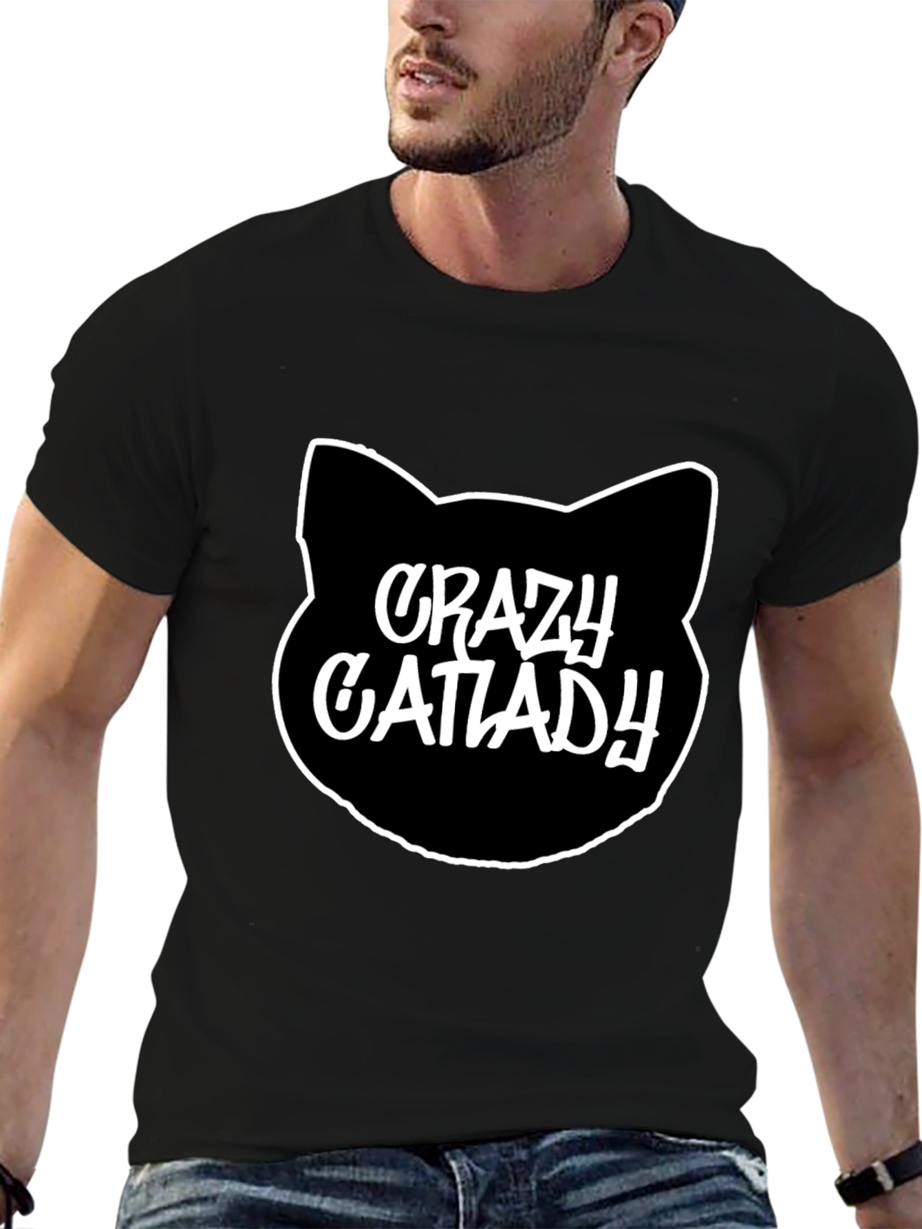 Crazy Cat Lady T-Shirt - Black Crew Neck Tee
