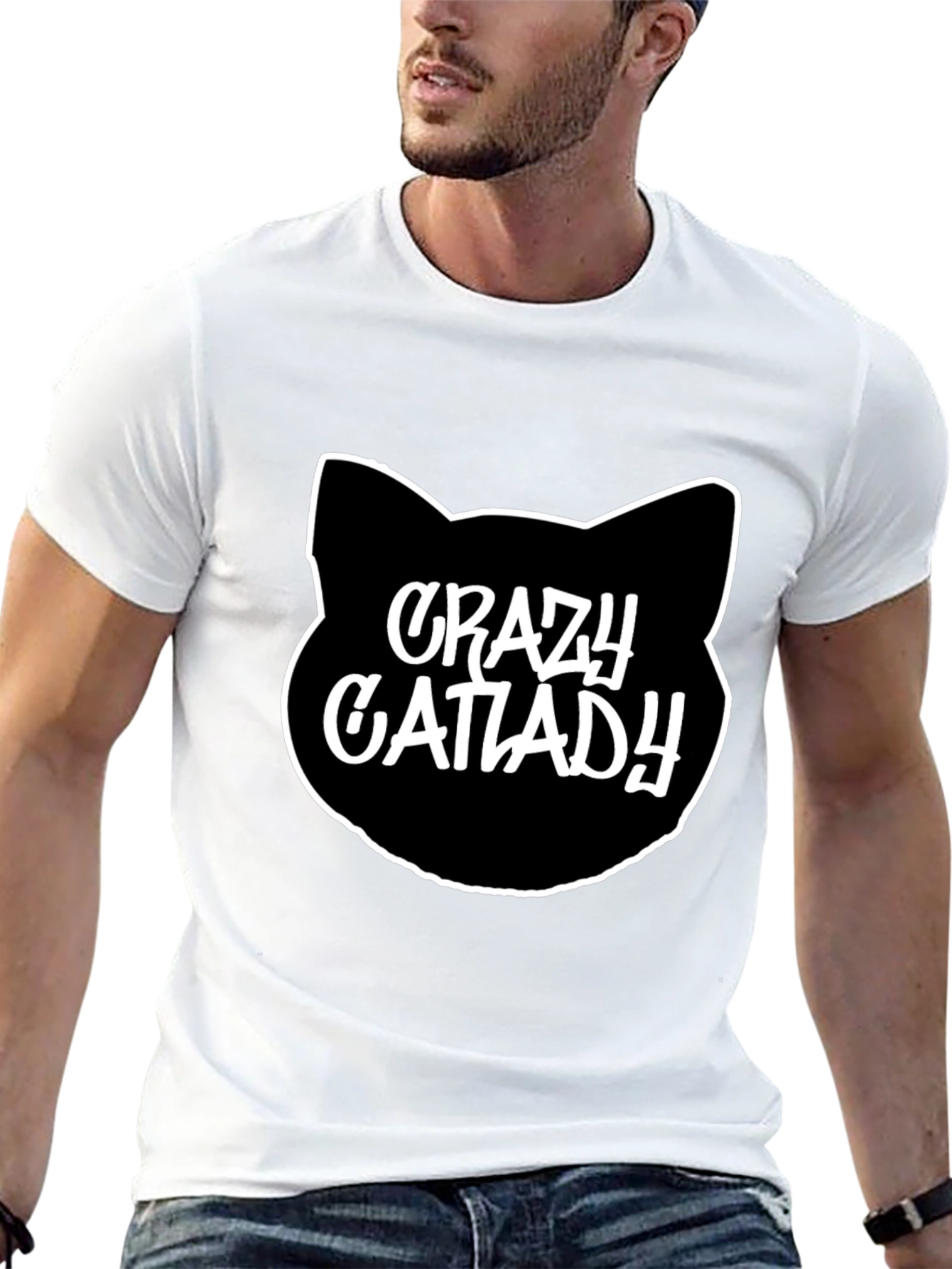 Crazy Cat Lady T-Shirt - Black Crew Neck Tee