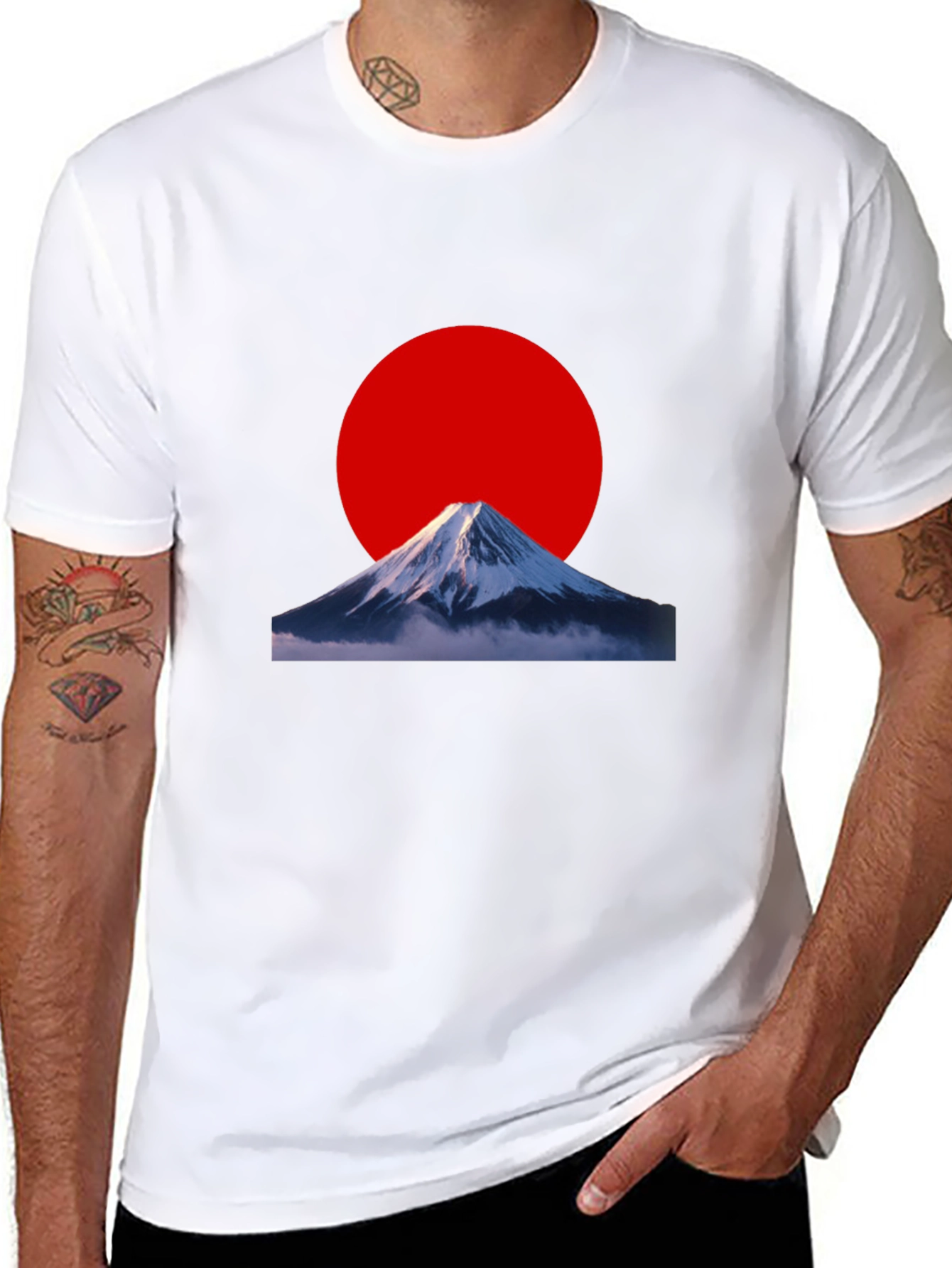 Mount Fuji Red Sun Graphic Tee - Black