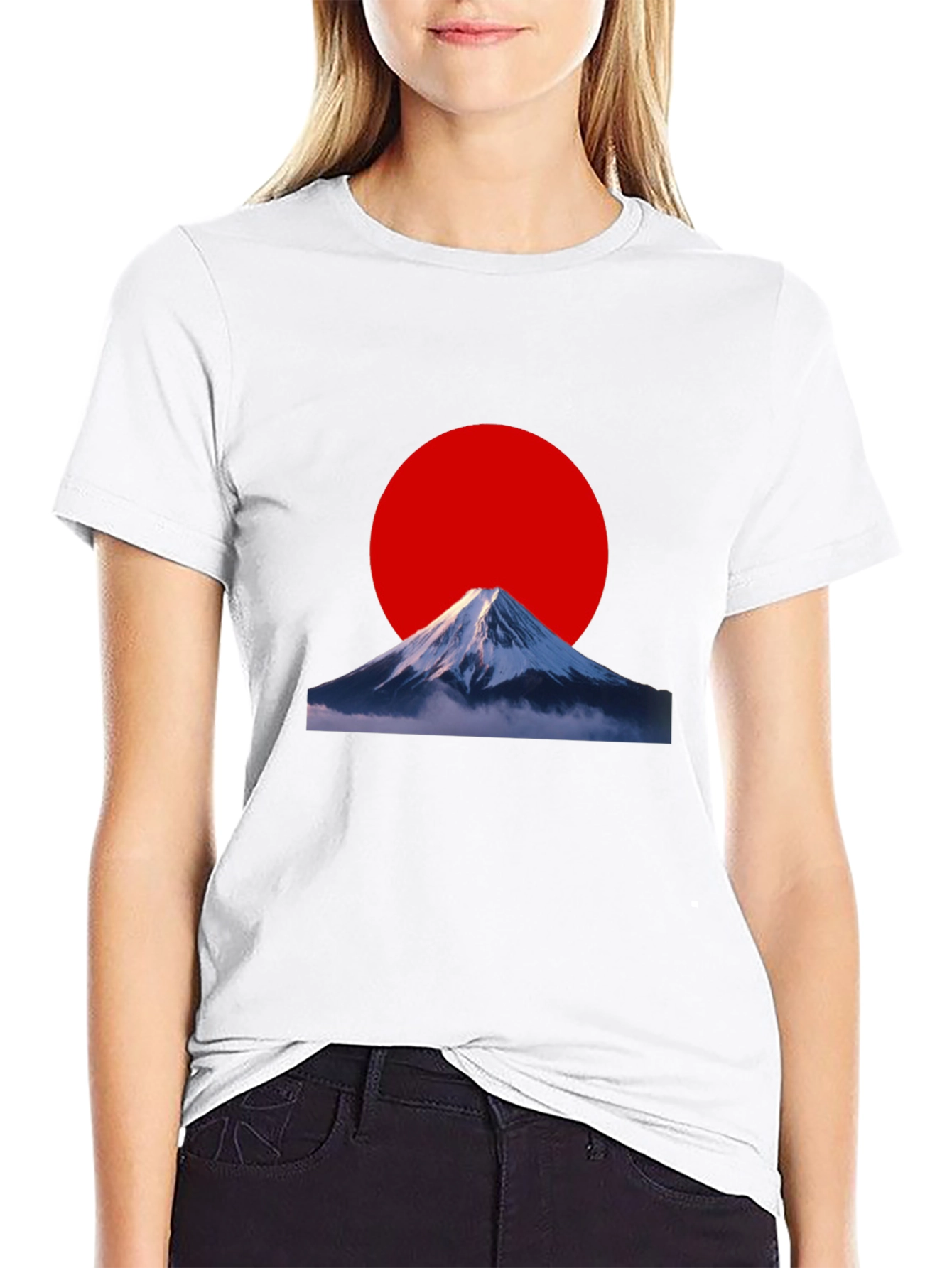 Mount Fuji Red Sun Graphic Tee - Black