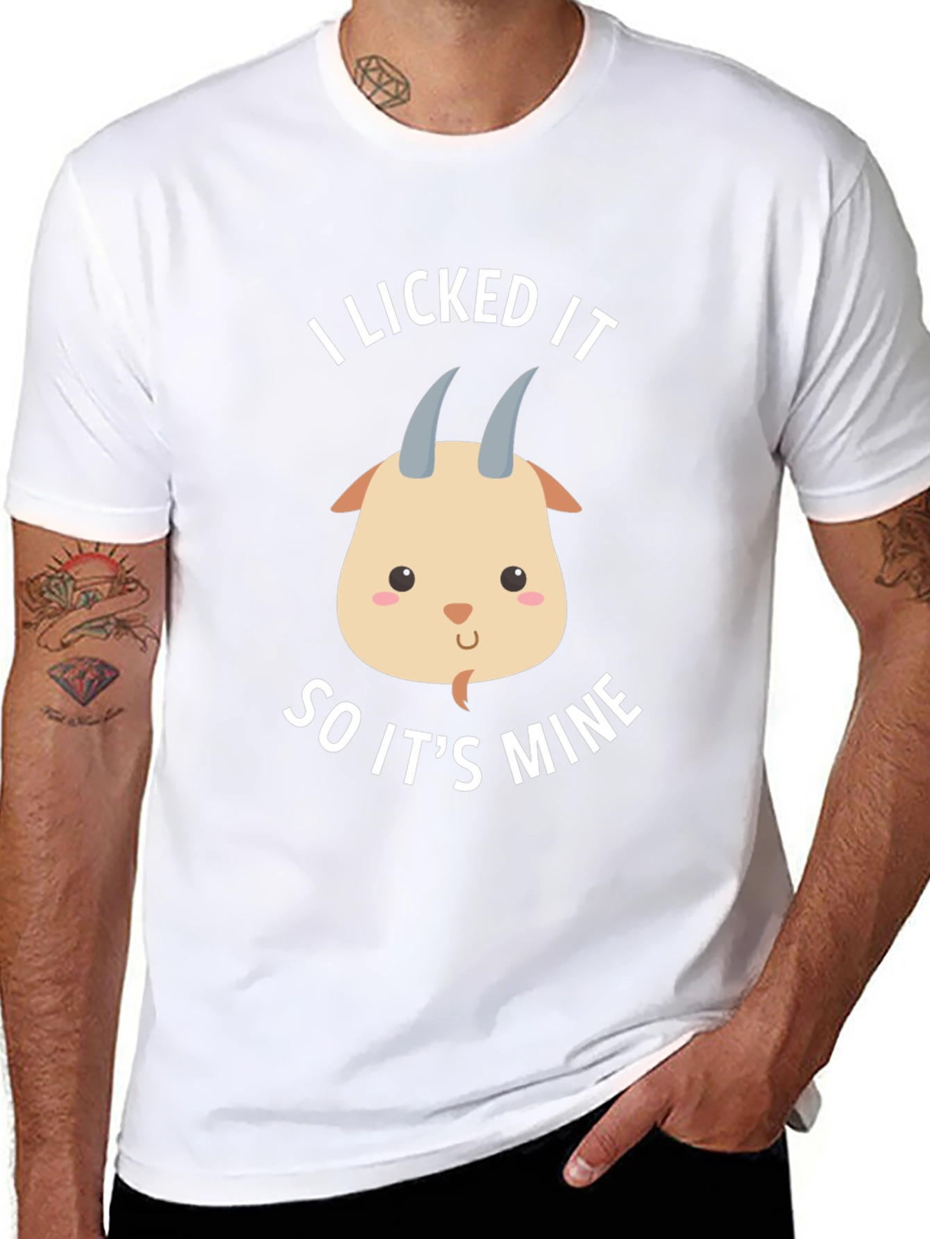 Funny Goat Licked It So Its Mine Graphic Tee