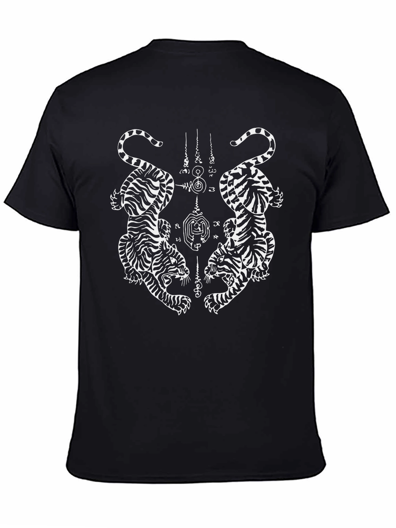 Black T-Shirt with Two Tigers