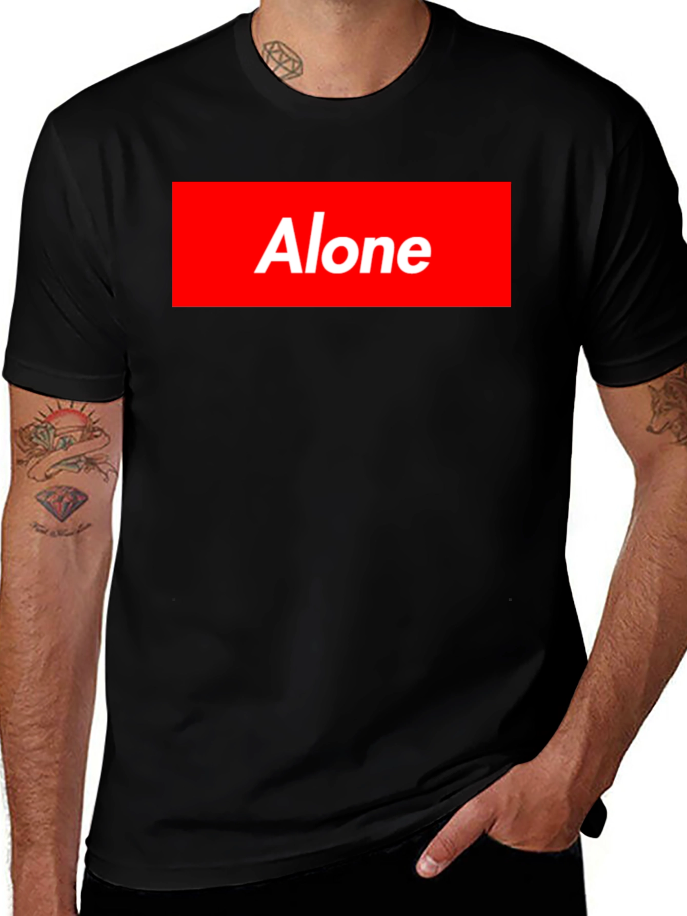 Alone Graphic Tee - Supreme Inspired Black T-Shirt