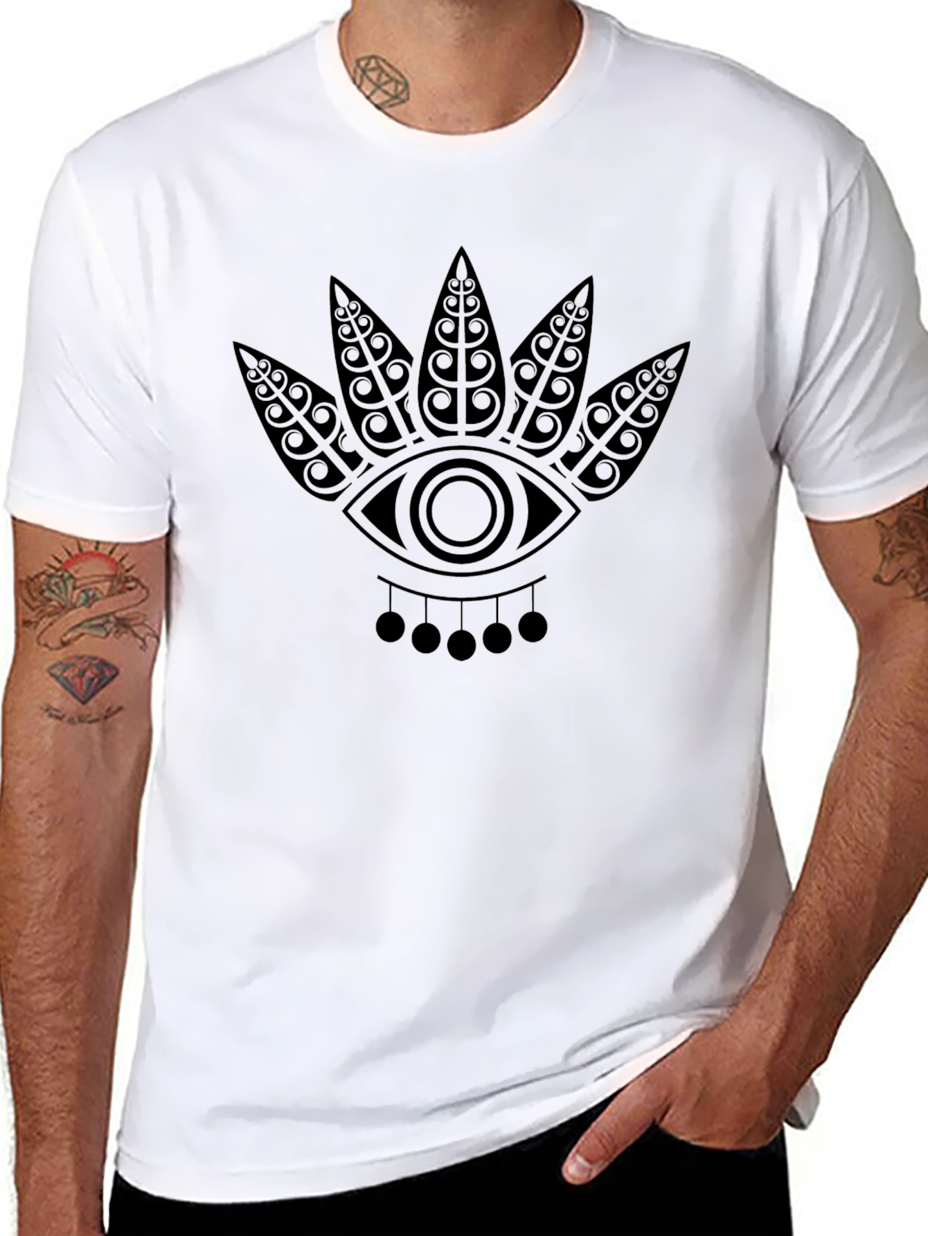 Tribal Eye Graphic T-Shirt - Black