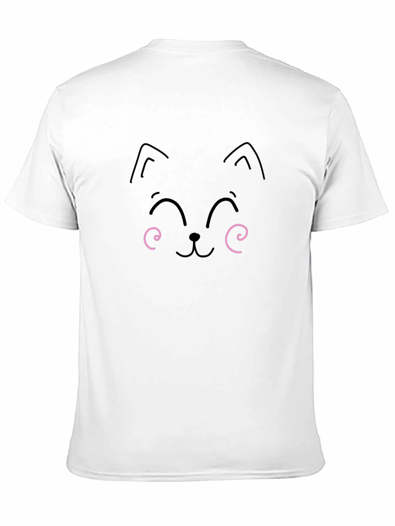 Cute Cat Face Graphic Tee - Black