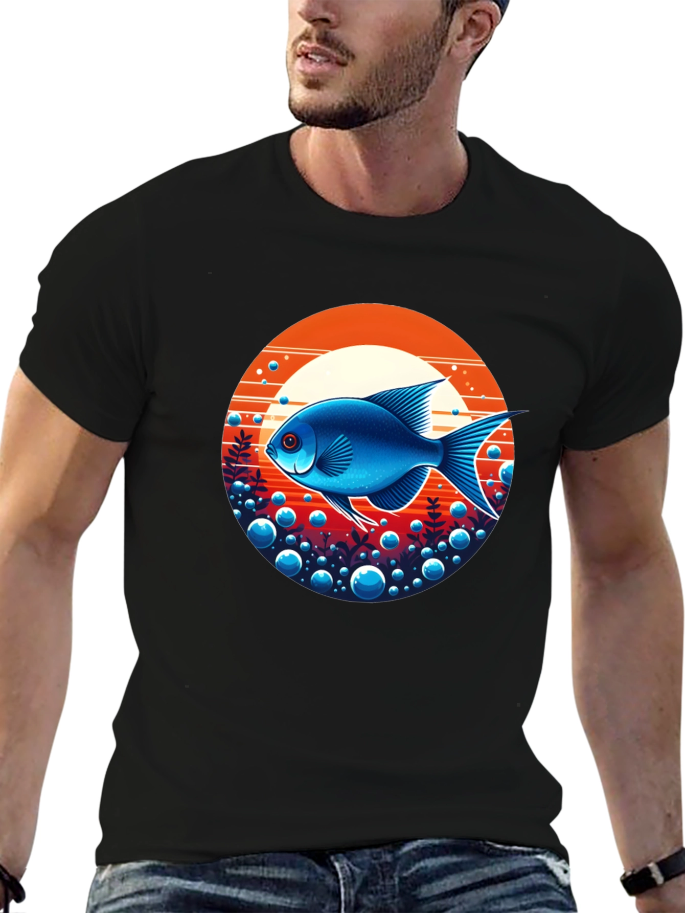 Cool Blue Fish Graphic Tee - Undersea Vibe!