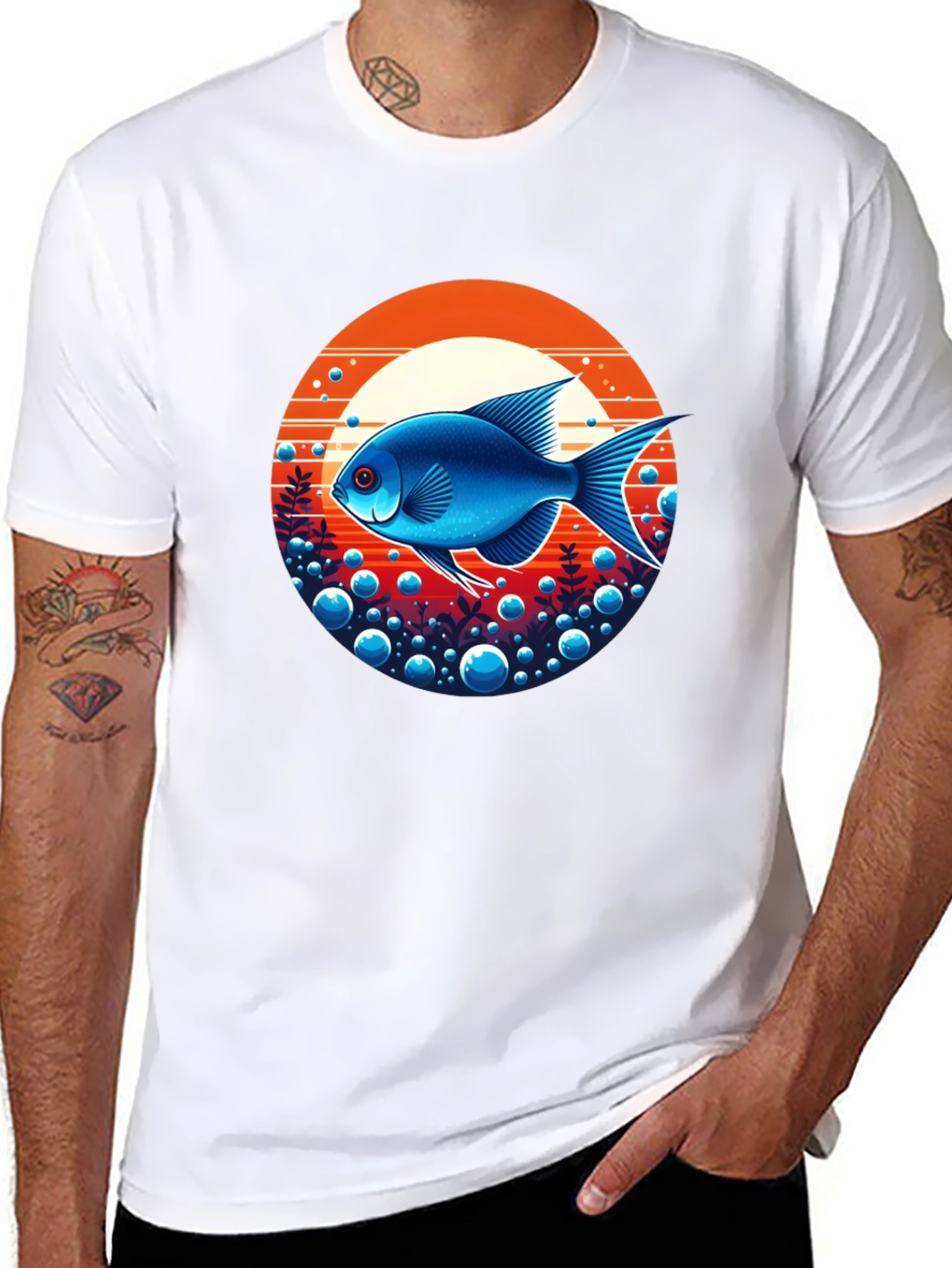 Cool Blue Fish Graphic Tee - Undersea Vibe!