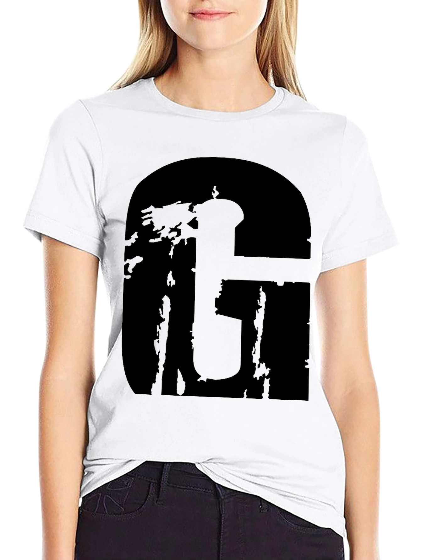 Black Graphic Tee with Bold Letter Design