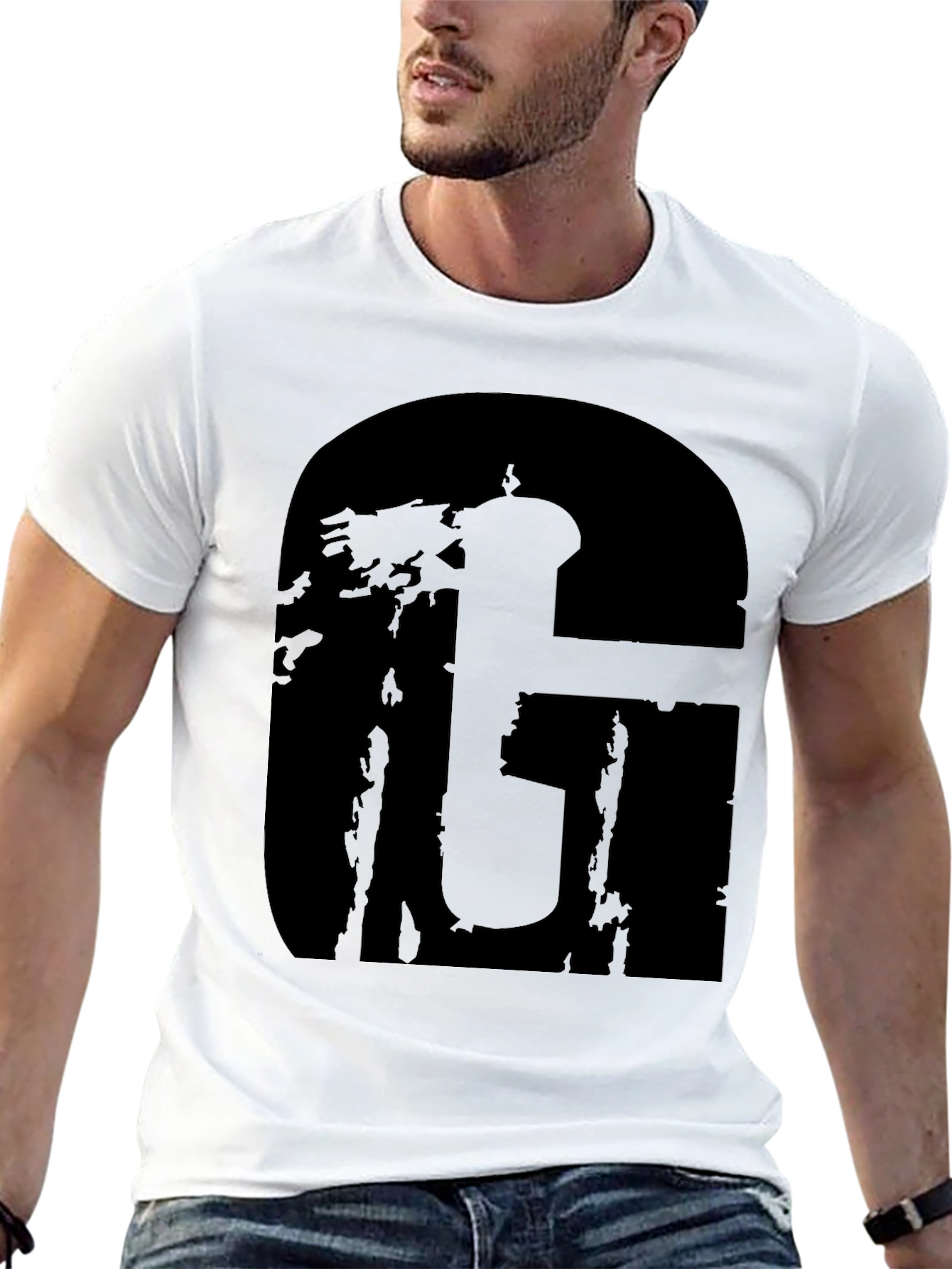 Black Graphic Tee with Bold Letter Design