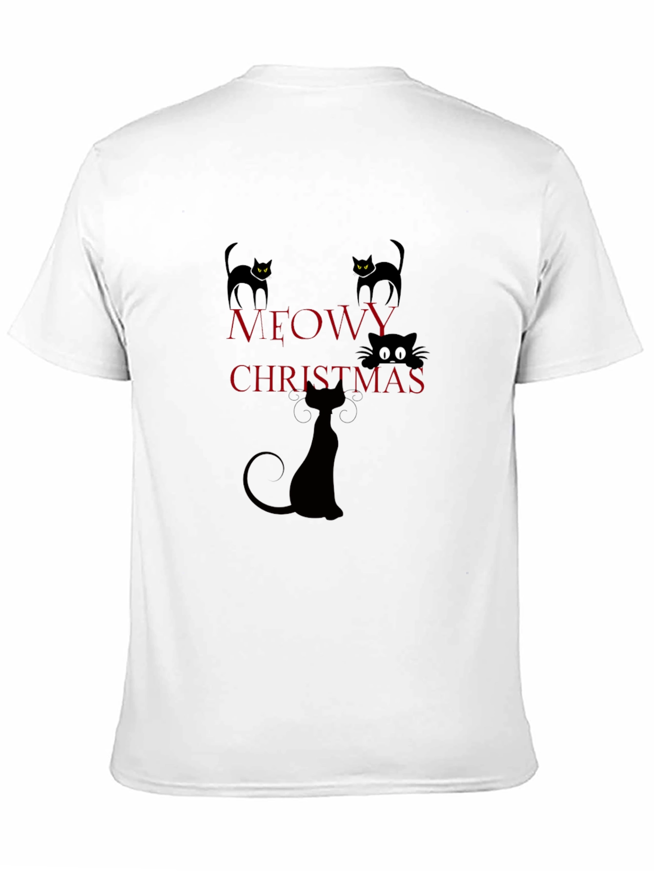 Meowy Christmas Black Cat Graphic Tee