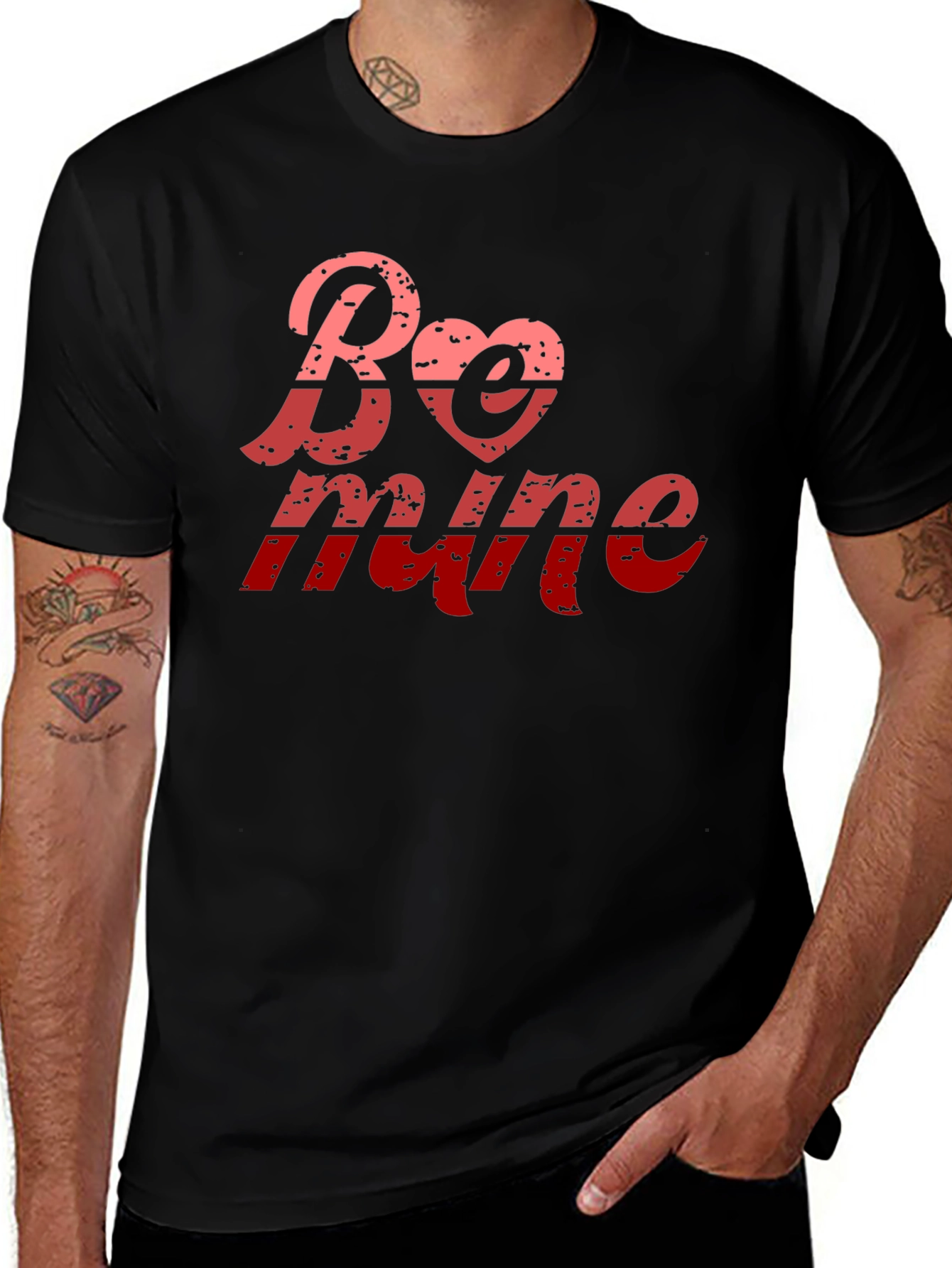 Be Mine Valentines Day Black T-Shirt