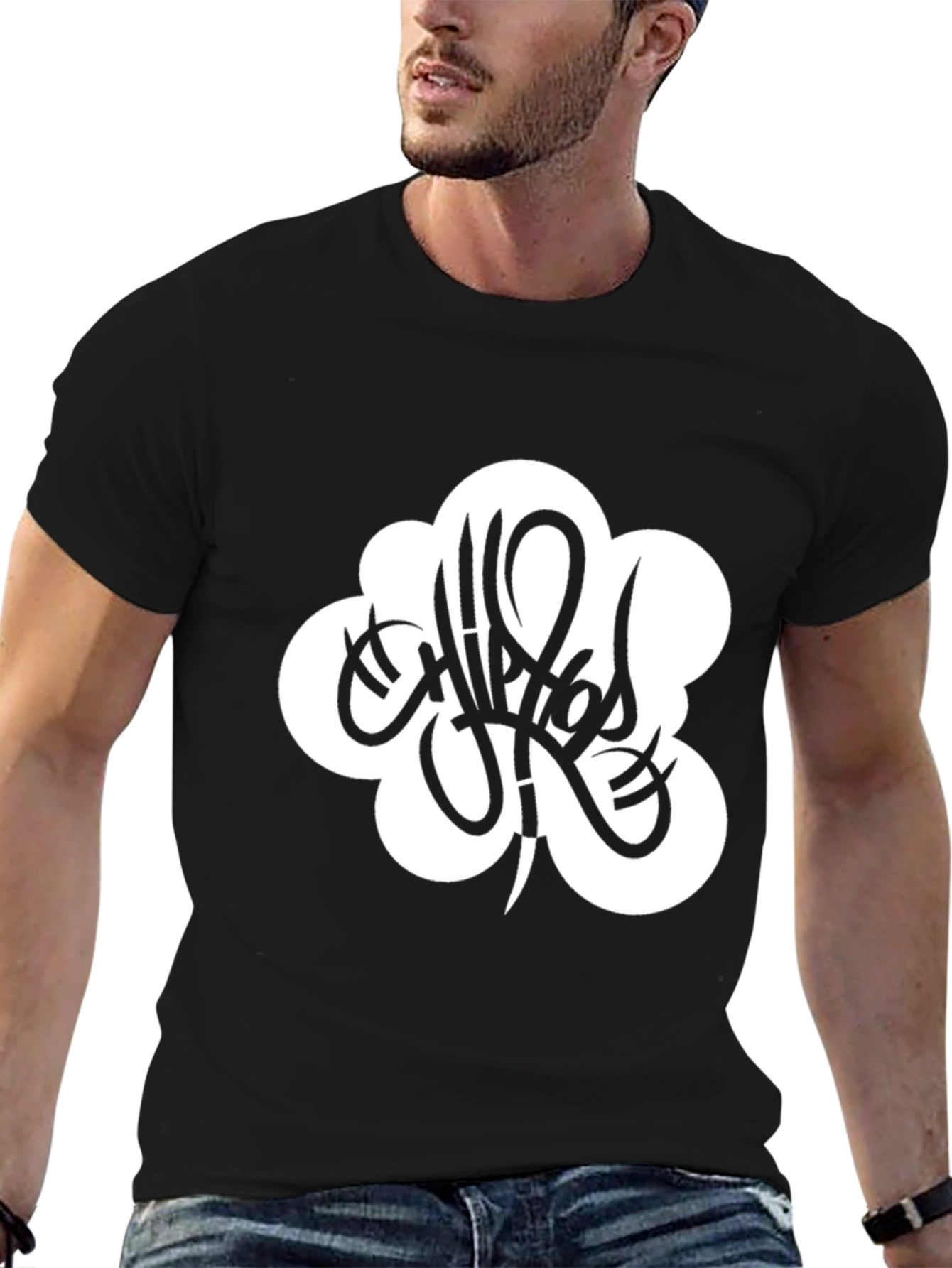 Hip Hop Style Graphic Tee - Black