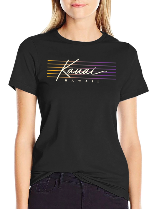 Kauai Hawaii Graphic Tee - Retro Style Black T-Shirt