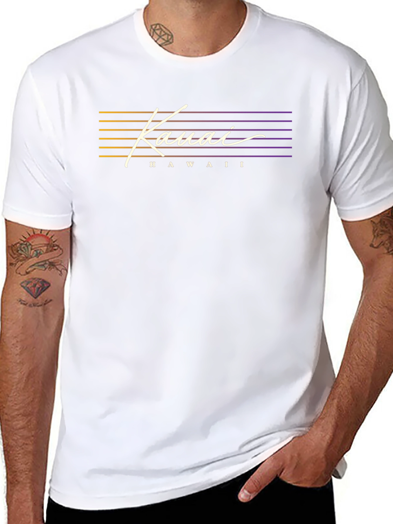 Kauai Hawaii Graphic Tee - Retro Style Black T-Shirt